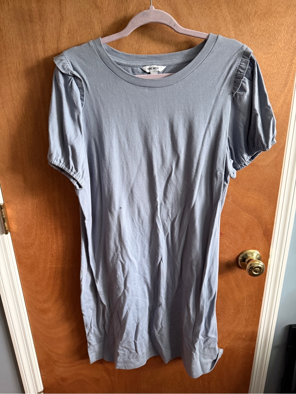 Nine West Light Blue Puff Sleeve Tee